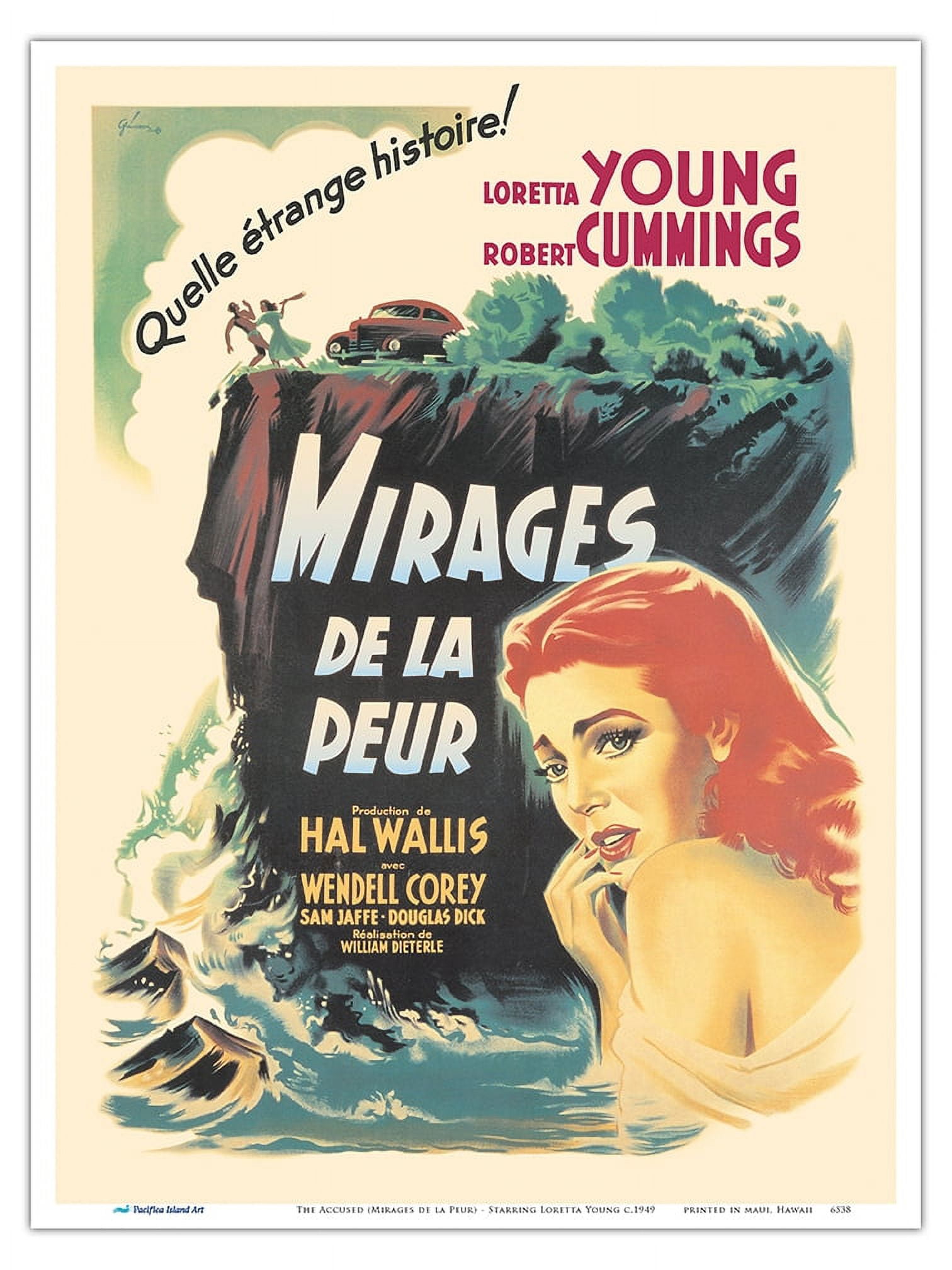 The Accused (Mirages de la Peur) - Starring Loretta Young - Vintage French  Film Noir Movie Poster by Boris Grinnson c.1949 - Master Art Print ...