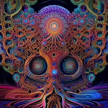 The Acidic Arboretum - Psychedelic Tree Canvas Wall Art