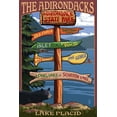 thumbnail image 1 of The Adirondacks, Lake Placid, Adirondack State Park, New York, Destination Signpost (24x36 Giclee Gallery Art Print, Vivid Textured Wall Decor), 1 of 3