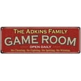thumbnail image 1 of The Adkins Family Red Game Room Metal 6x18 Sign 106180038479, 1 of 1