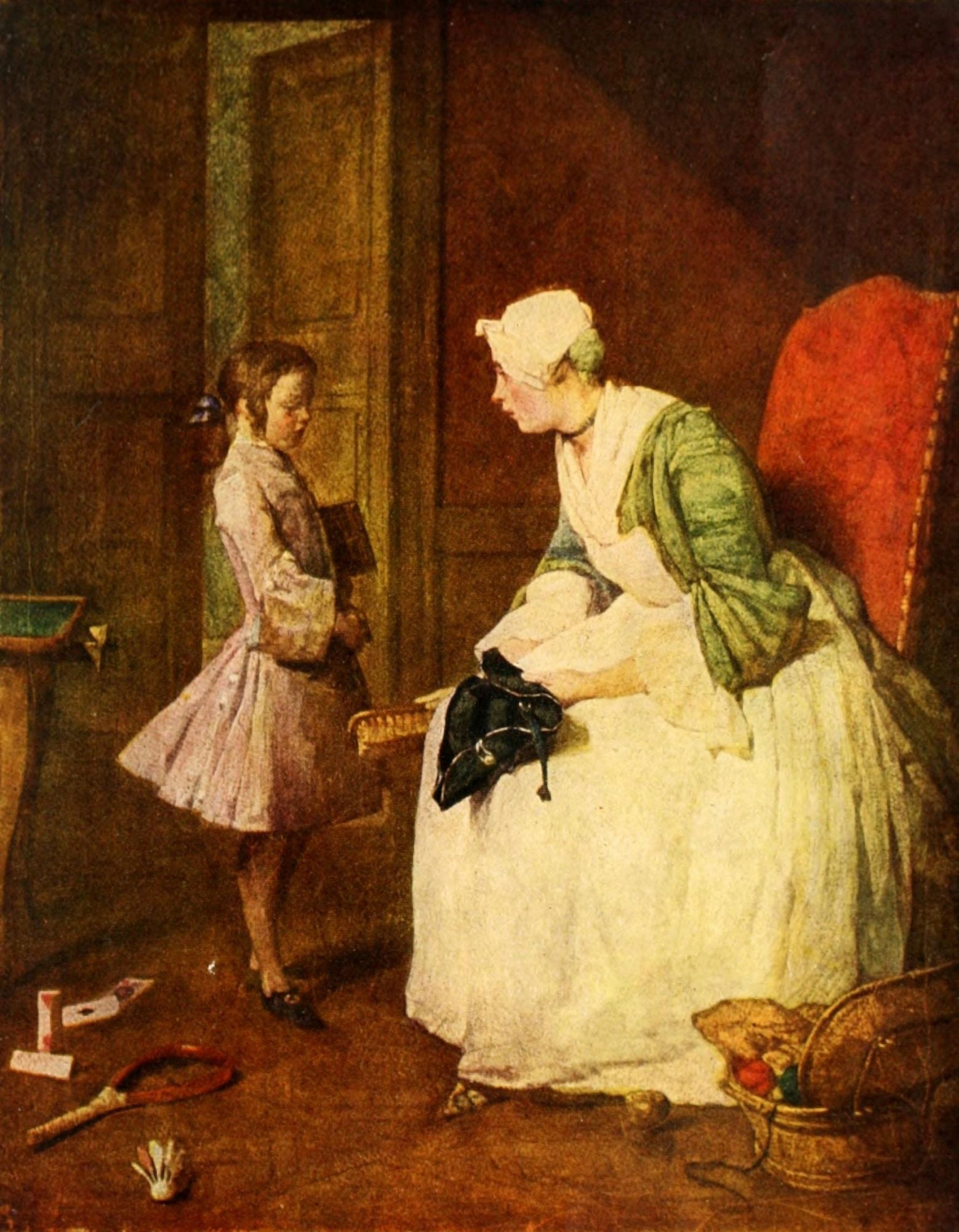 The Admonition French Painting 1931 Canvas Art - Jean-Baptiste-Simon Chardin (18 x 24)