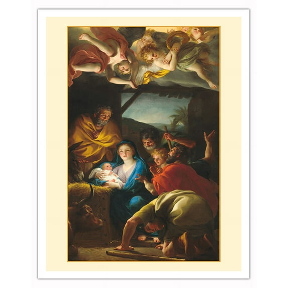 The Adoration of the Shepherds - Jesus Mary and Joseph - Vintage Religious Art by Giorgione c.1505 - Fine Art Matte Paper Print (Unframed) 11x14in