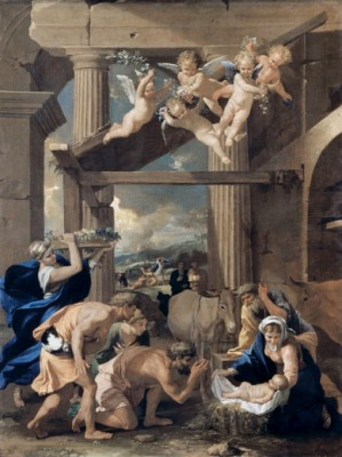 The Adoration of the Shepherds Nicolas Poussin (1594-1665 French) Canvas Art - Nicolas Poussin (18 x 24)