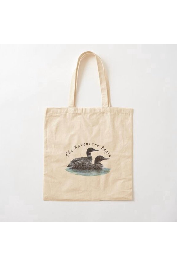 The Adventure Begin, Common Loon Canvas Tote Bags, Reusable Shopping Bag