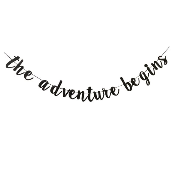 The Adventure Begins Banner Perfect for Travel /Farewell Party / Graduation / Wedding /Moving Away Party Decorations, Challenge Theme Party Sign