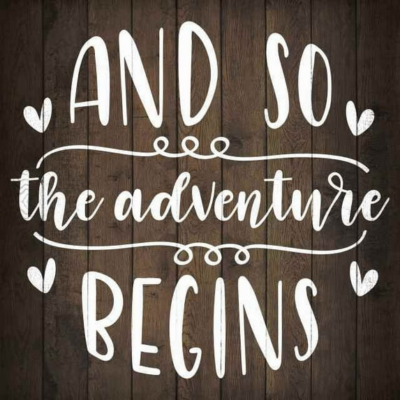 The Adventure Begins Inpiration Camping Rustic Looking Wood Sign Wall Décor Gift 8 x 8 Wood Sign B3-08080061023