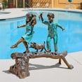 thumbnail image 1 of The Adventure, Boy And Girl On Log Cast Bronze Garden Statue, 1 of 1