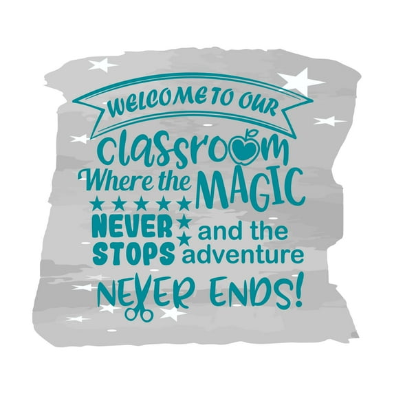 The Adventure Never Ends The Magic Never Stops Classroom Wall Decor Wall Art Sticker Designs Vinyl Stickers For Home House Walls Rooms Windows Bedroom Decoration Size (12x12 inch)