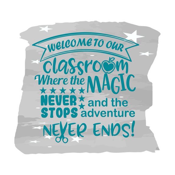 The Adventure Never Ends The Magic Never Stops Classroom Wall Decor Wall Art Sticker Designs Vinyl Stickers For Home House Walls Rooms Windows Bedroom Decoration Size (12x12 inch)