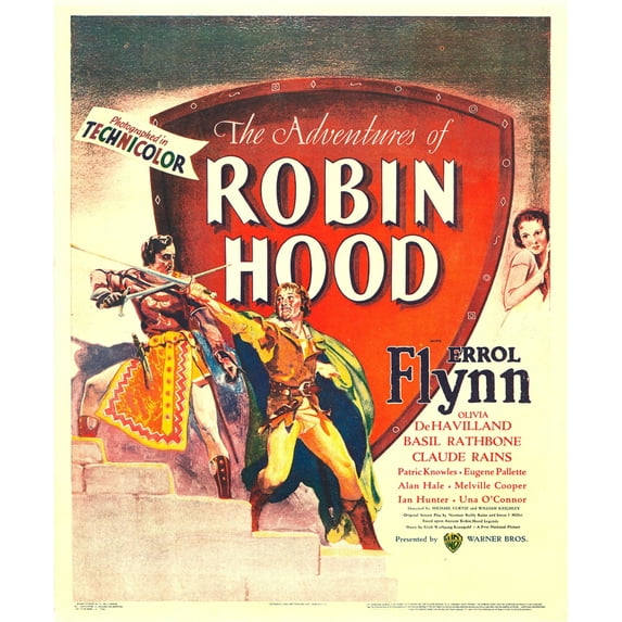 The Adventures Of Robin Hood Front Left: Errol Flynn Top Right: Olivia De Havilland On Window Card 1938 Movie Poster Masterprint (24 x 36)