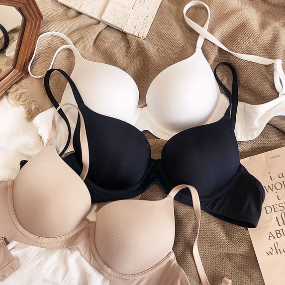 Pre-Owned Seamless Underwear for Women Plus Size Bra Sexy Deep V Push Up Brassiere Solid Wireless Comfortable 85 90 C D E Cup Lingerie