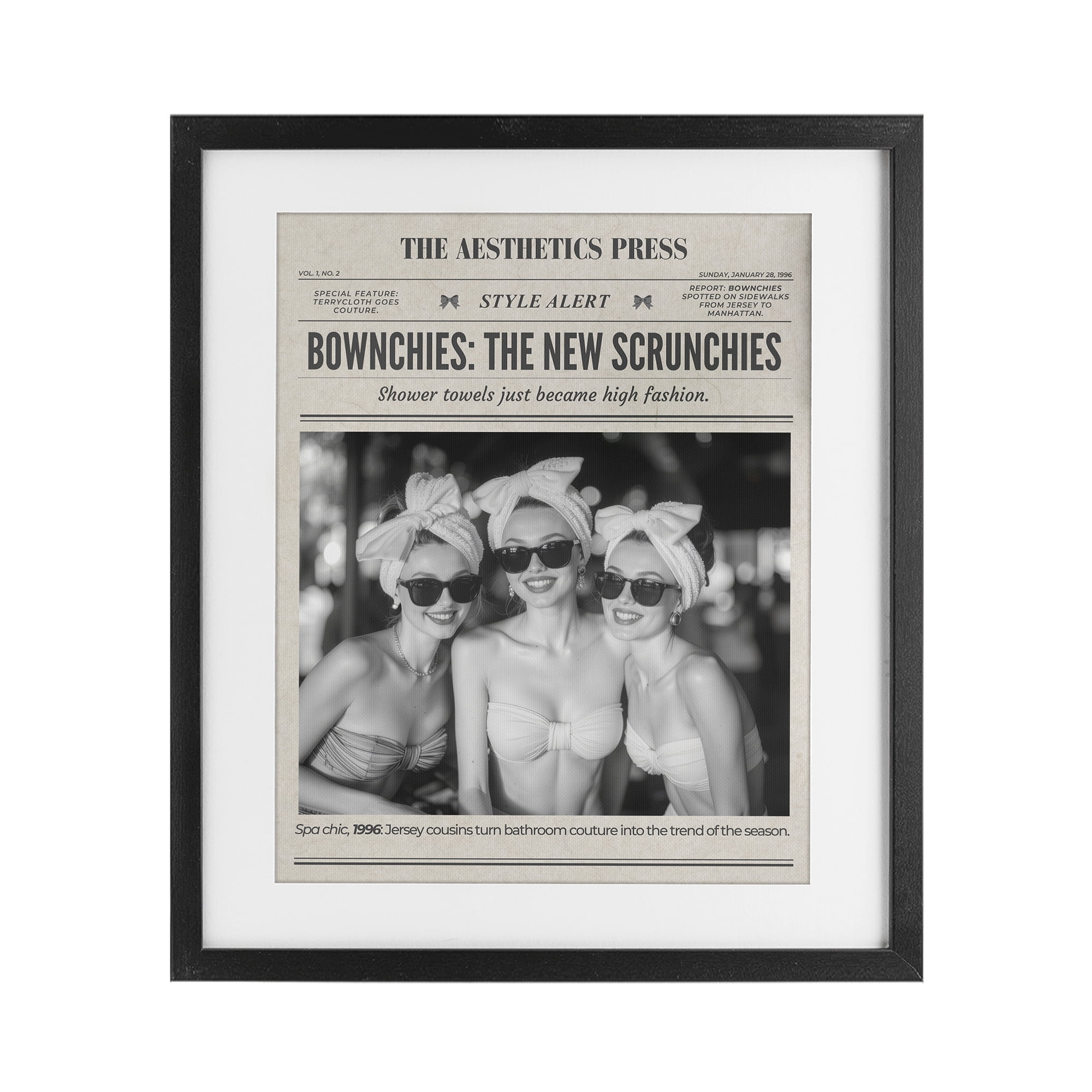The Aesthetics Press Magazine Black Framed Print Under Glass, design by A Barefoot Stylist