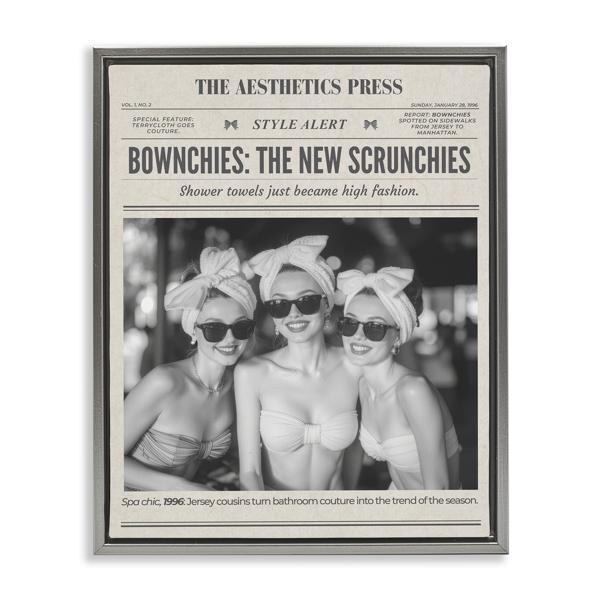 The Aesthetics Press Magazine Gray Framed Floater Canvas Wall Art, design by A Barefoot Stylist
