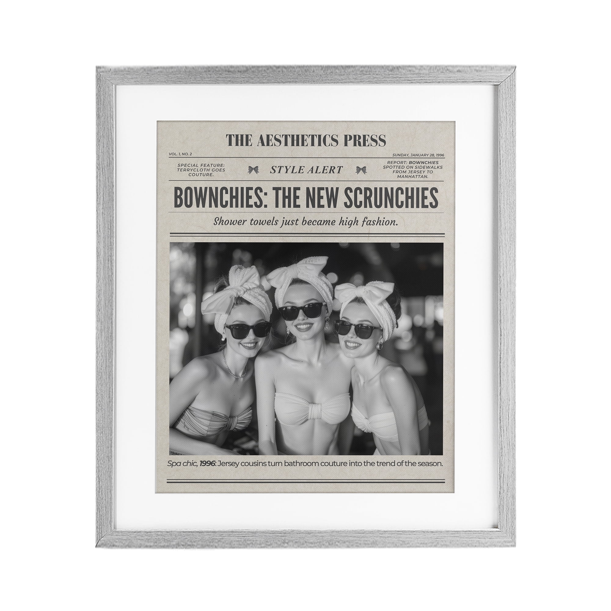 The Aesthetics Press Magazine Gray Framed Print Under Glass, design by A Barefoot Stylist