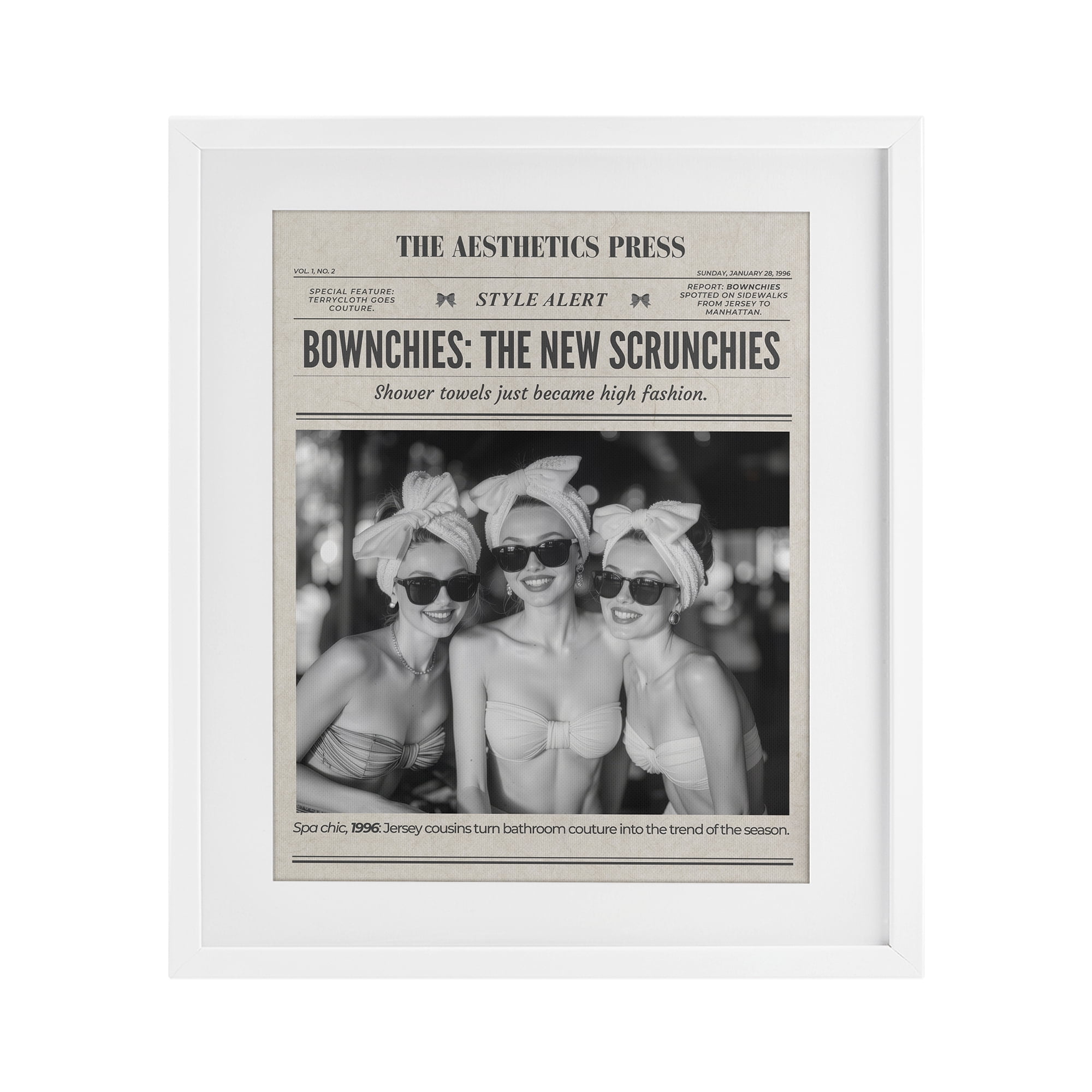The Aesthetics Press Magazine White Framed Print Under Glass, design by A Barefoot Stylist