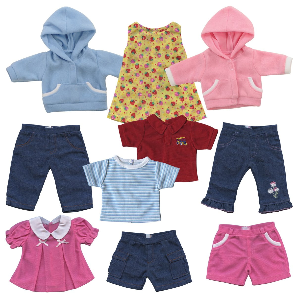 Colorful 10-Piece Doll Clothes Set for 16" Dolls