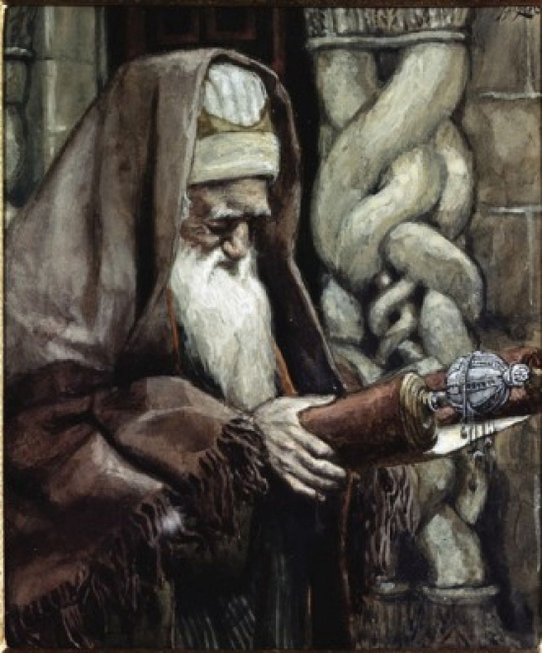 The Aged Simeon James Tissot (1836-1902 French) Canvas Art - James Tissot (18 x 24)