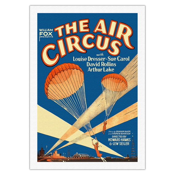 The Air Circus - Starring Louise Dresser - Directed by Howard Hawks Lew Seiler - Vintage Film Movie Poster c.1928 - Fine Art Rolled Canvas Print 27in x 40in