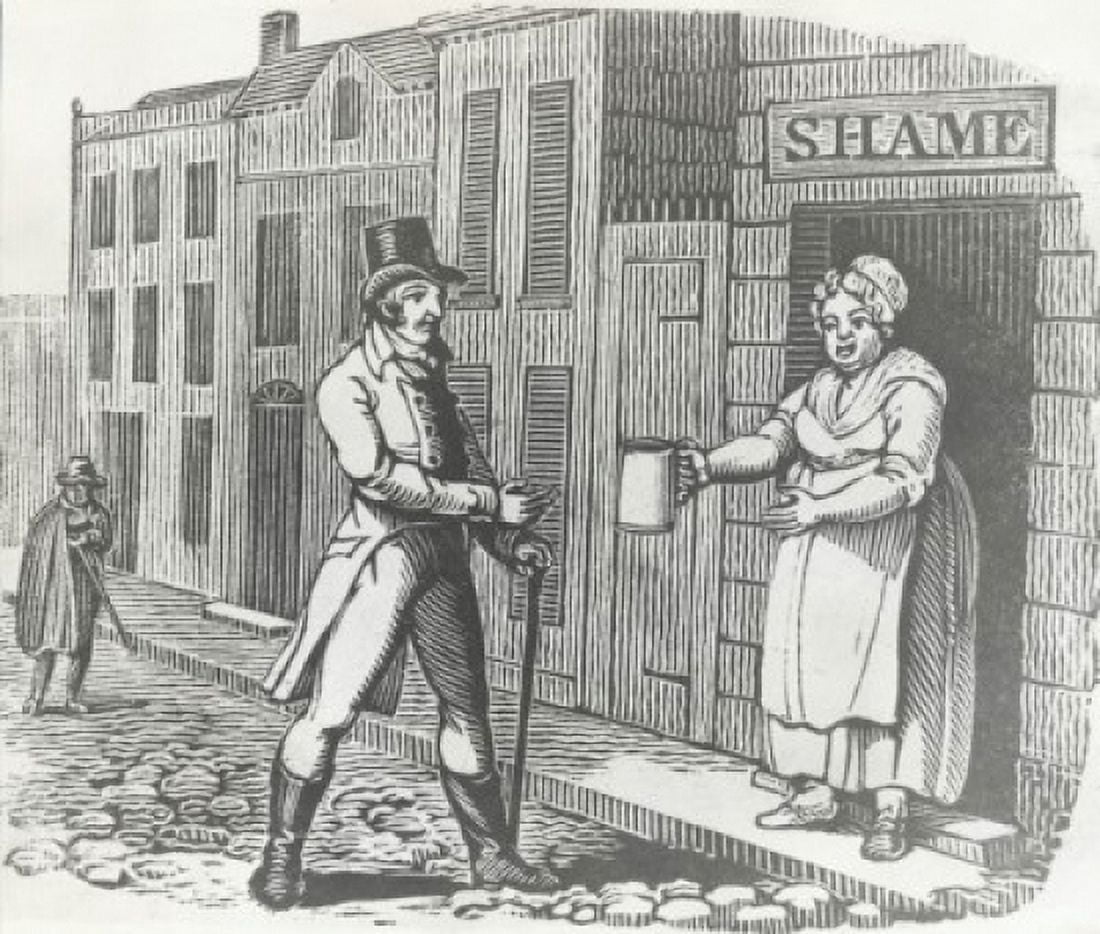 The Ale Wife History of Alcoholism C 1810 Artist Unknown Woodcut print Canvas Art - (18 x 24)