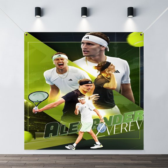 The Alexander Zverev holiday banner is perfect for adding festive cheer.35.43x35.43in90x90cm