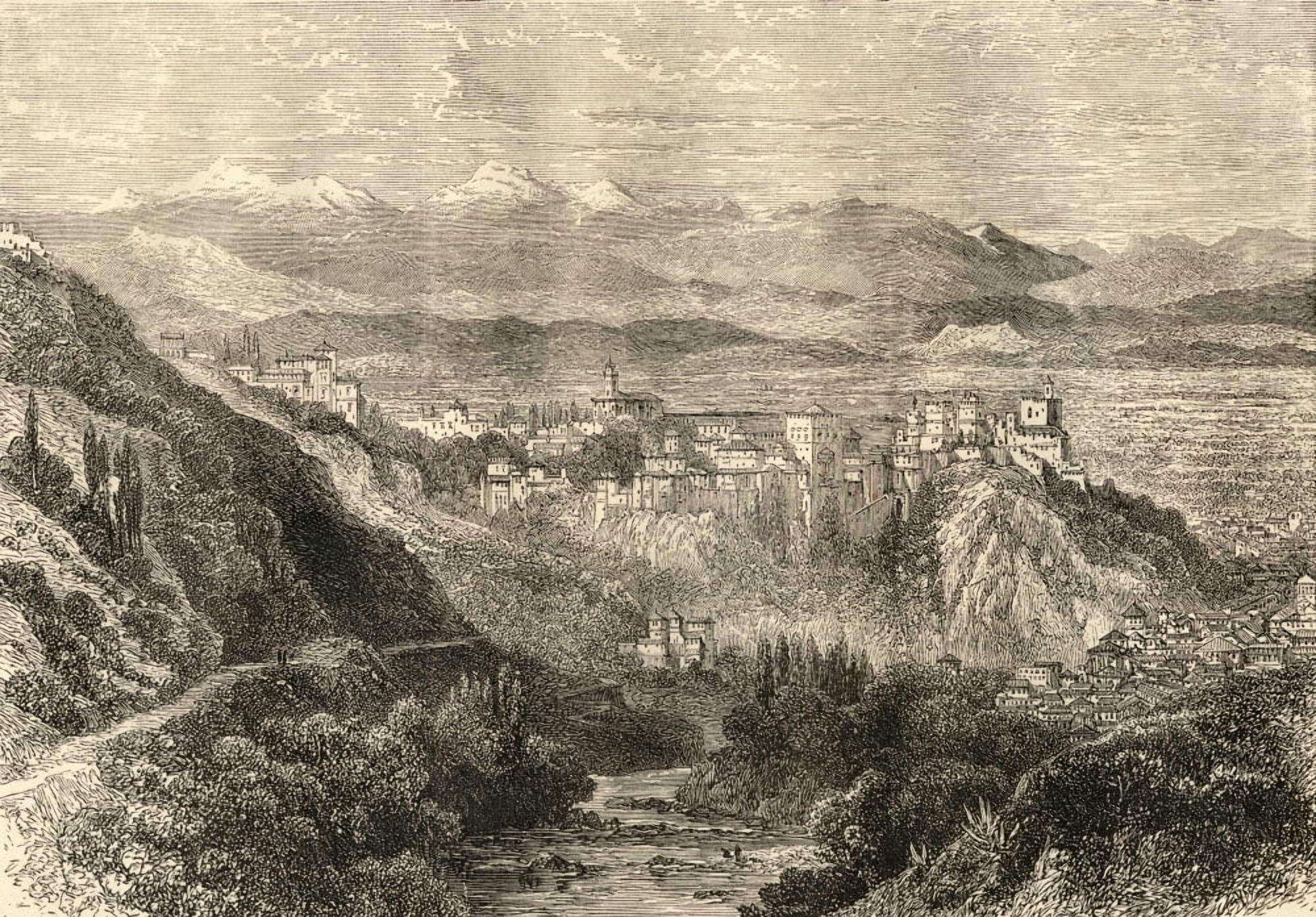 The Alhambra And General View Of Granada Spain Canvas Art - Ken Welsh Design Pics (17 x 12)