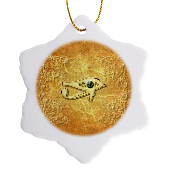 3drose, the All Seeing Eye with Floral Elements, 3 inch Snowflake Porcelain Ornament