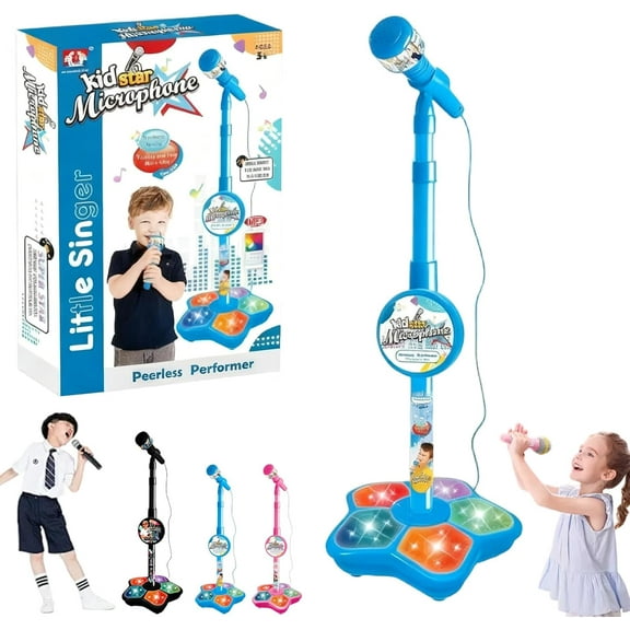 The All-in-One Microphone Toy, Kids Karaoke Machine with Adjustable Stand, Built-in Music, Colorful Lights, for Christmas and Birthday Girls and Boys