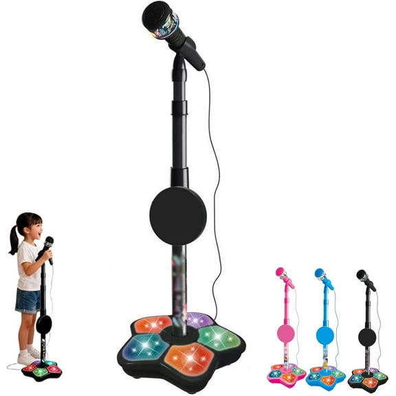 The All-in-One Microphone Toy with Stand – 360° Adjustable Angle Height, Connects To Phone, Karaoke Machine for Girls with Speaker and Colorful LED
