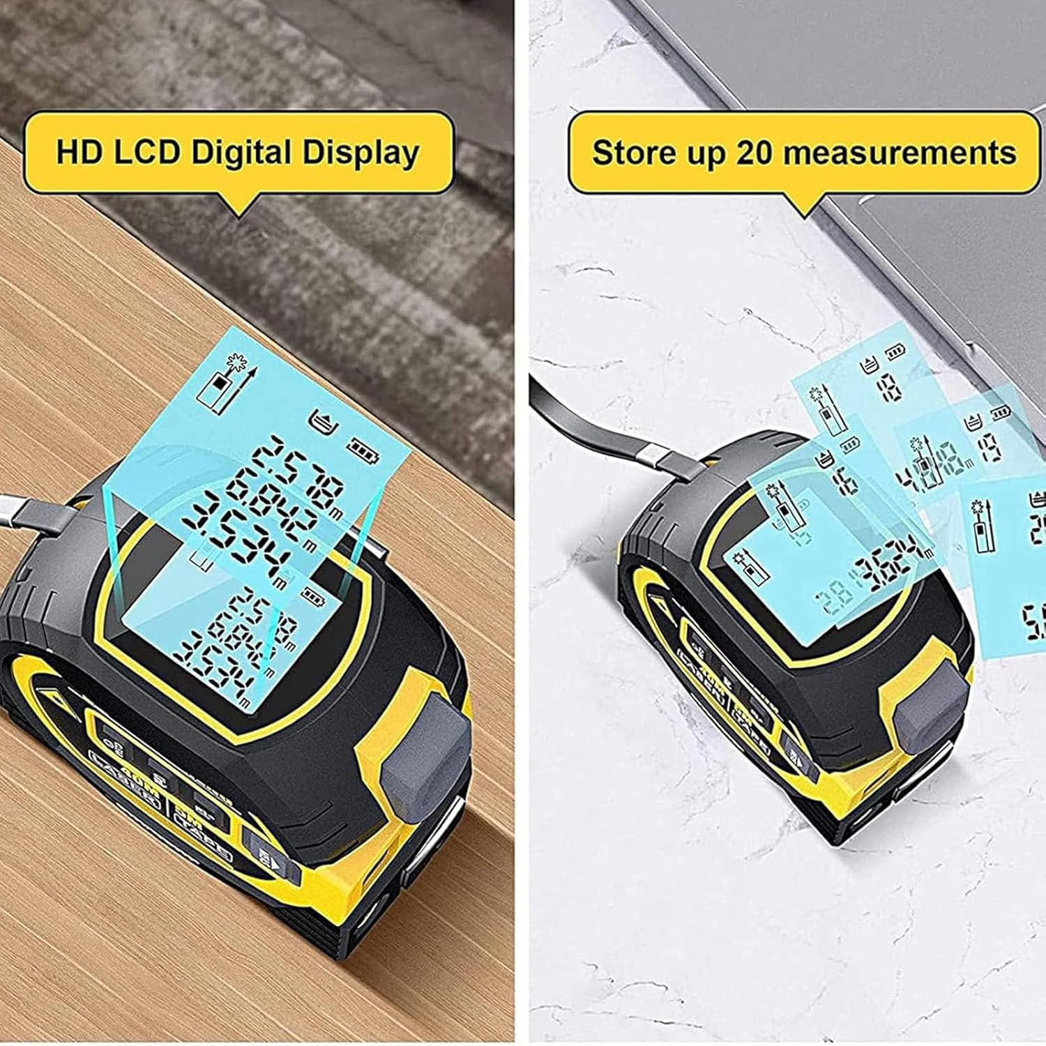 Sight Ruler The Almighty Ruler, 3 in 1 Rangefinder Tape Measure, 60m Digital ...