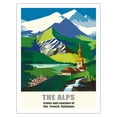 thumbnail image 1 of The Alps - Trains and Buses of French Railways - SNCF (French National Railway) - Vintage Travel Poster by Jean Jacquelin c.1966 - Fine Art Matte Paper Print (Unframed) 20x26in, 1 of 4