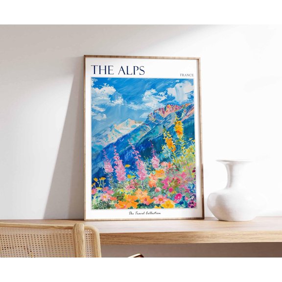 The Alps Travel French Mountain Landscape Art, Unframed Paper Print