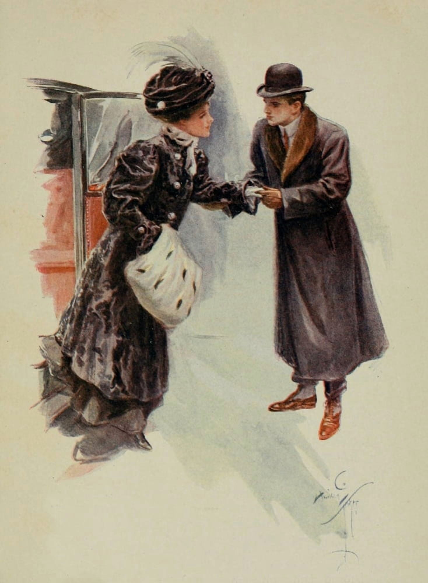 The Alternative 1909 Lady with muff Canvas Art - Harrison Fisher (18 x 24)