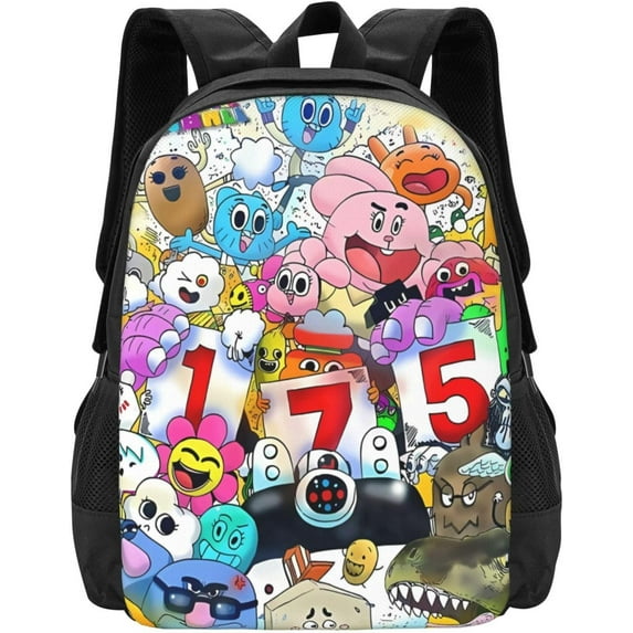 The Amazing Anime World of Gumball Backpack Large Capacity Leisure Travel Backpack Book Bag Outgoing Daypack 12.5x5.5x16.5 inch