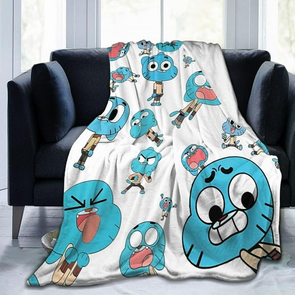 The Amazing Anime World of Gumball Blanket Throw Blankets Ultra Soft Flannel Lightweight Throws for Couch, Bed,All Seasons Use 40""x30"", Black