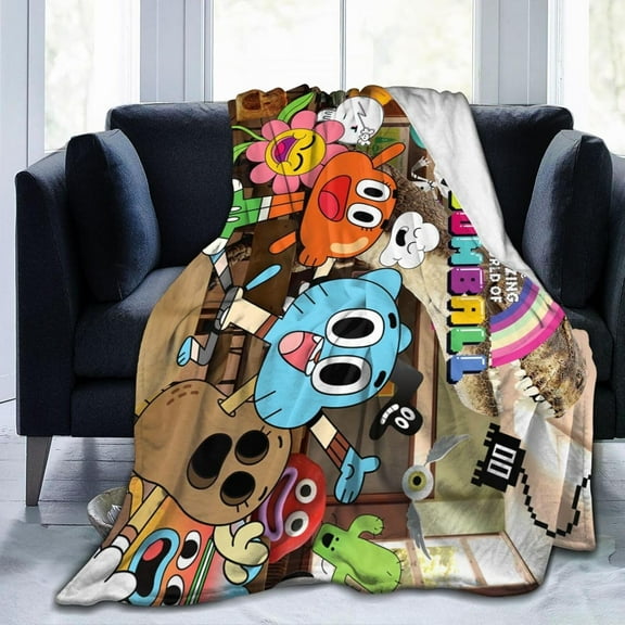 The Amazing Anime World of Gumball Blanket Throw Blankets Ultra Soft Flannel Lightweight Throws for Couch, Bed,All Seasons Use 40""x30"", Black