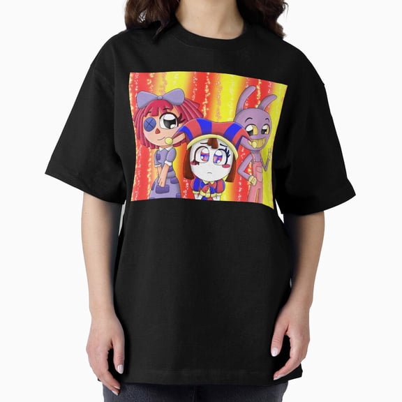 The Amazing Digital Circus Neon Glitch Computer Grid Pattern Unisex T-Shirt, up to size 5XL