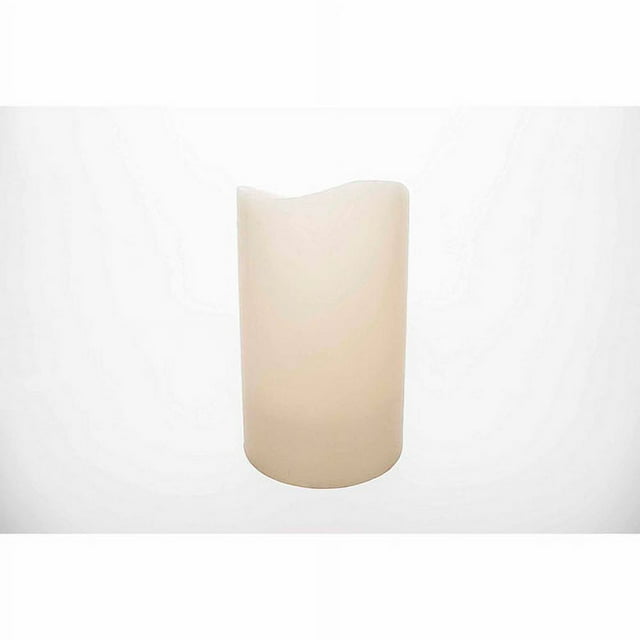 The Amazing Flameless Candle Wax Pillar Smooth Ivory Unscented 10mm Led Timer And Remote 7611