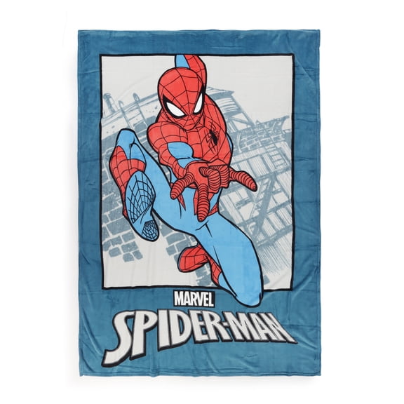 The Amazing Spider-Man Kids Throw Blanket, Polyester Silk Touch, Navy, Marvel, 62" x 90"