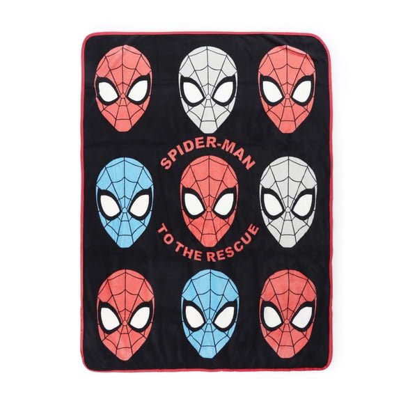 The Amazing Spider-Man Kids Throw Blanket, Soft Coral Fleece, Black Red & Blue, Marvel, 46" x 60"