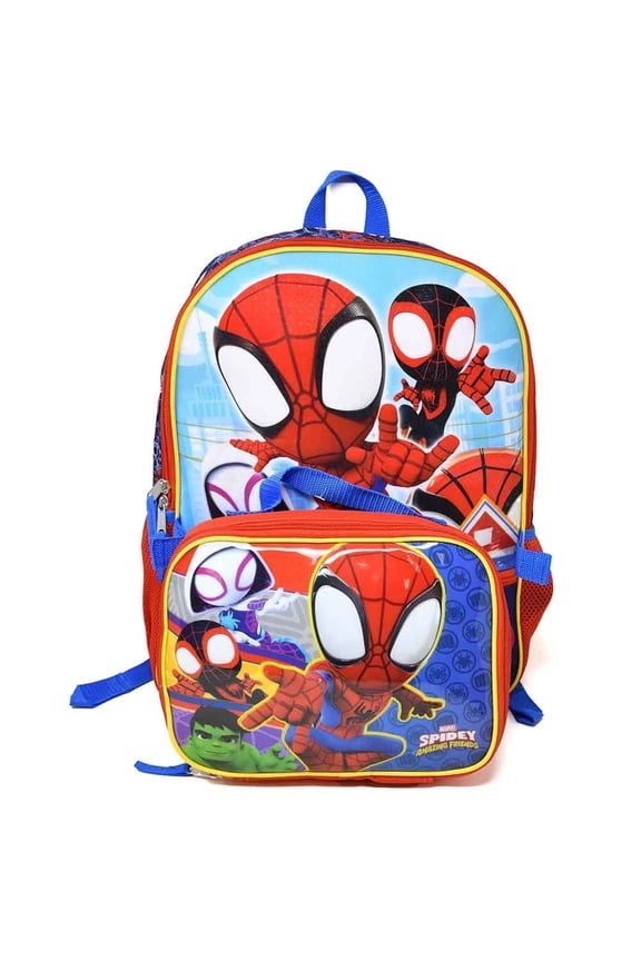The Amazing Spidey & Friends 16" Shoulder Backpack for School with Rectangular Lunch Bag