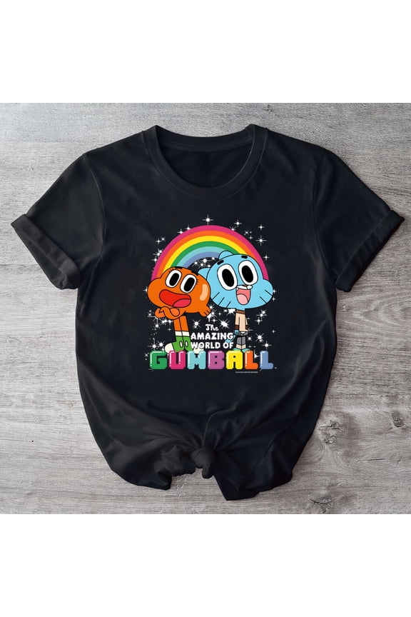 The Amazing World Of Gumball And Darwin Rainbow Portrait T-Shirt, The Amazing World Of Gumball Shirt, Gumball Shirt, Cartoon Network Shirt-TH2158