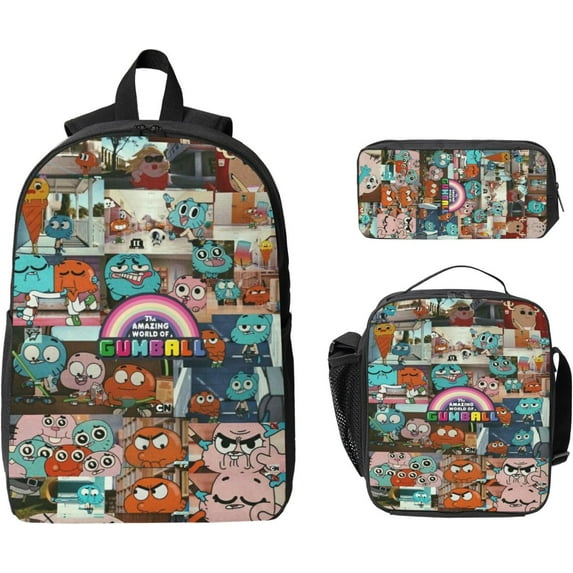The Amazing World Of Gumball Backpack Set With Lunch Box Pencil Case Bookbag Daypacks Gifts Fashion Laptop Backpack