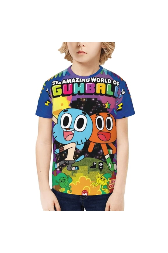 The Amazing World Of Gumball Kid's Shirt Crewneck T-Shirt Colorful Short Sleeve Novelty Merch for Boys and Girls