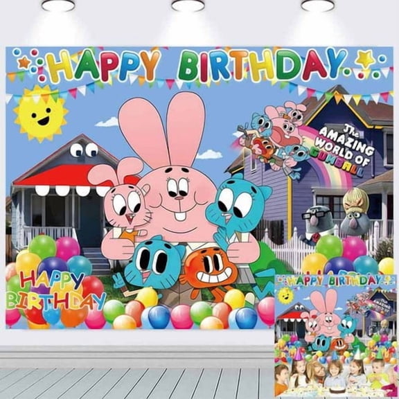 The Amazing World of G-umball Birthday Banner Party Decorations Backdrop Photo Background Wall Decor Party Supplies
