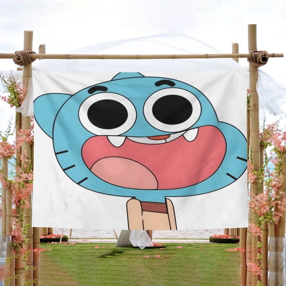 The Amazing World of Gumball pattern wall hanging 50*60 inches high-quality peach skin velvet material classic and charming