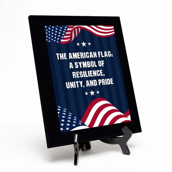 The American Flag: A Symbol of Resilience, Unity, and Pride, Black Frame 7x5 Decorative Wall Plaque | American Cultural Values
