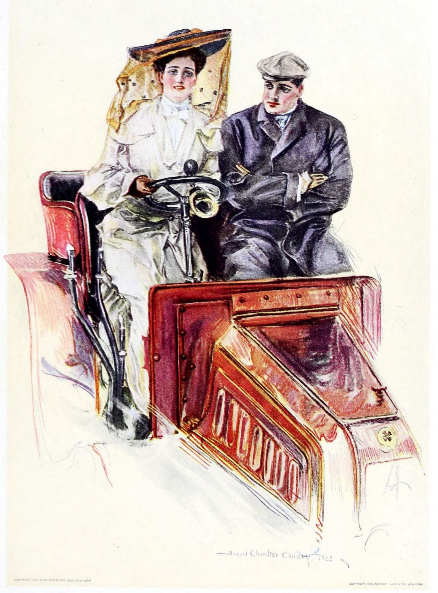 The American Girl 1906 A fair chauffeur Canvas Art - Howard Chandler Christy (24 x 36)