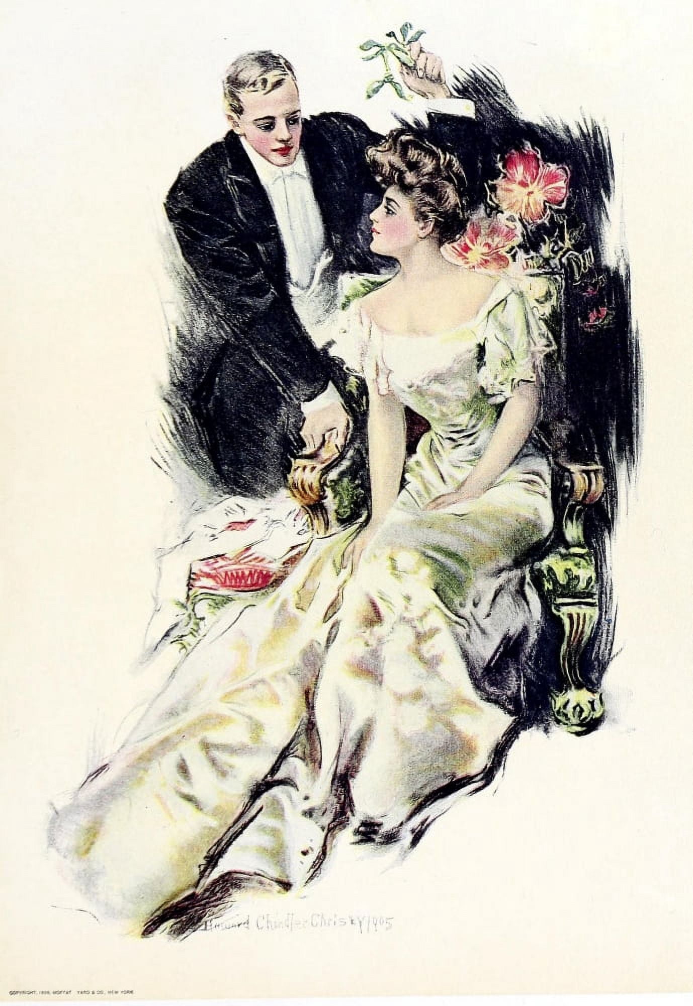 The American Girl 1906 Mistletoe Canvas Art - Howard Chandler Christy (24 x 36)