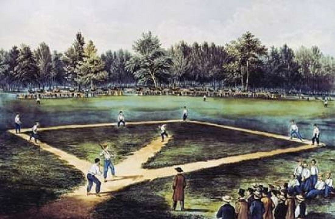 The American National Game of Baseball at The Elysian Fields Canvas Art - Currier and Ives (12 x 18)