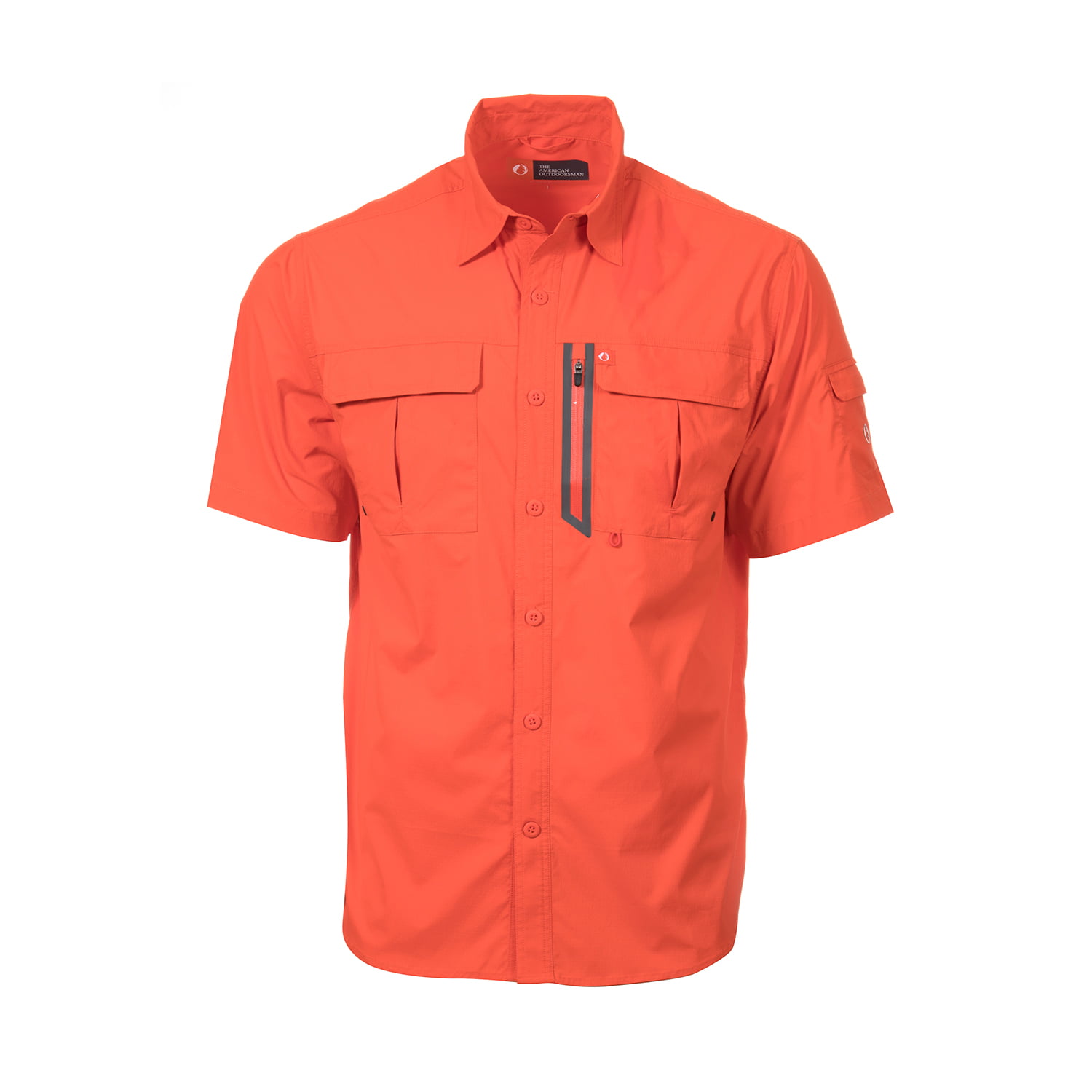 The American Outdoorsman Blackfoot River Fishing Shirt, Short Sleeve -  Quick Dry, UPF 30 UV Protection, Modern Fit, Breathable Eyelets and  Waterproof Chest Zip Multiple Pocket (Poppy, Large) 